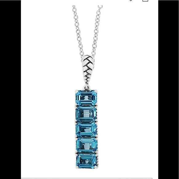 LAST CHANCE EFFY® Blue Topaz Vertical Bar 18 pendant in Sterling